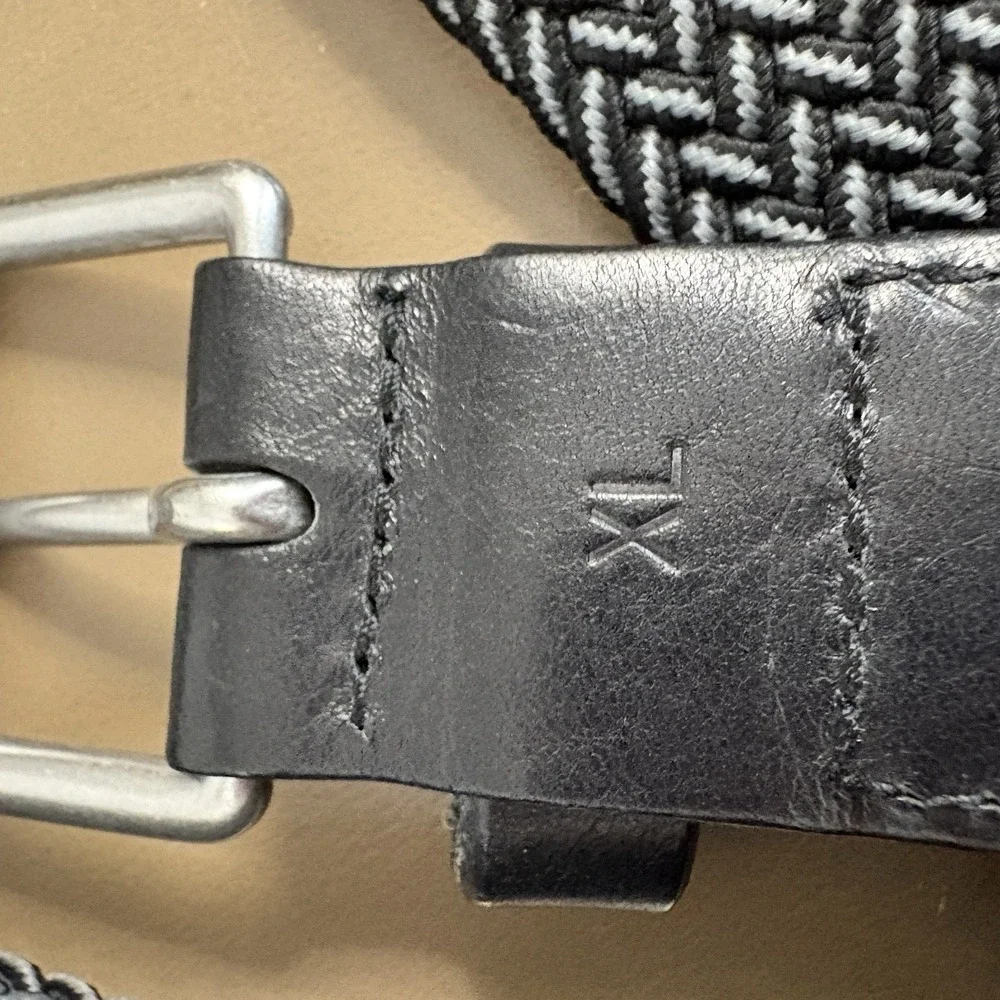 Men's stretch braided woven golf belt XL (44) black/gray weave  1